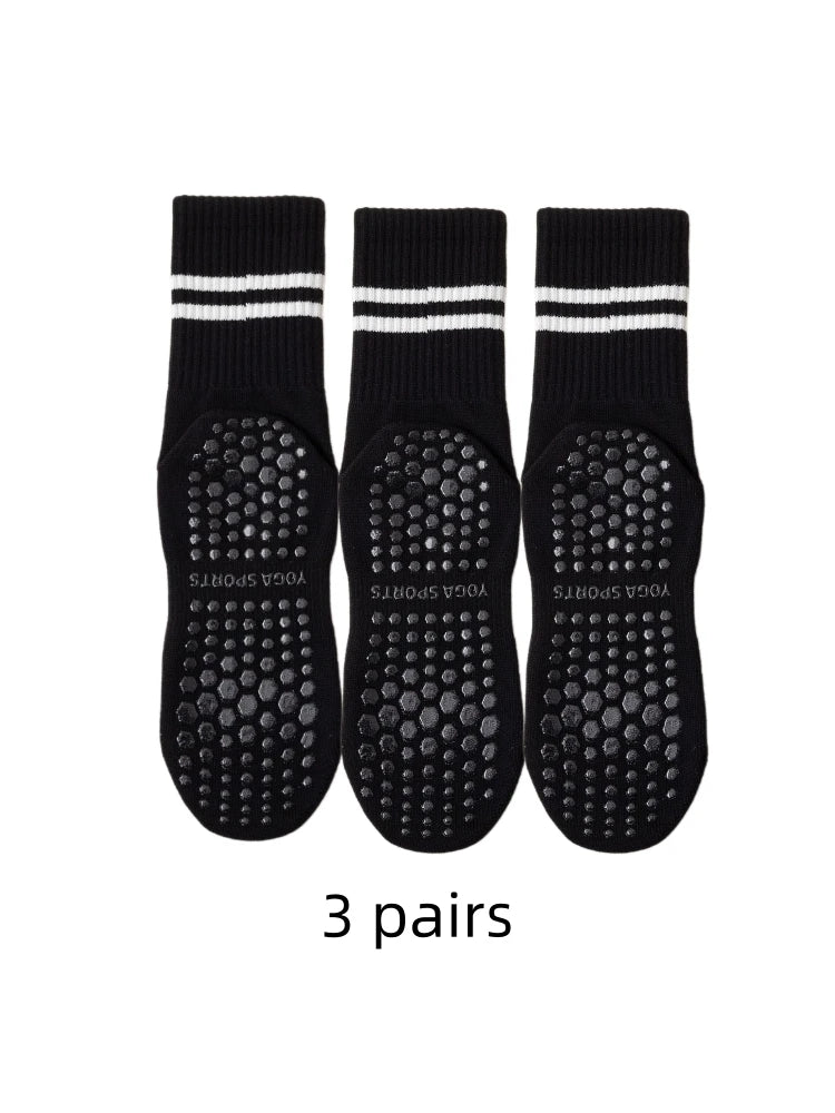 3 paires de chausettes pour pilates blanches