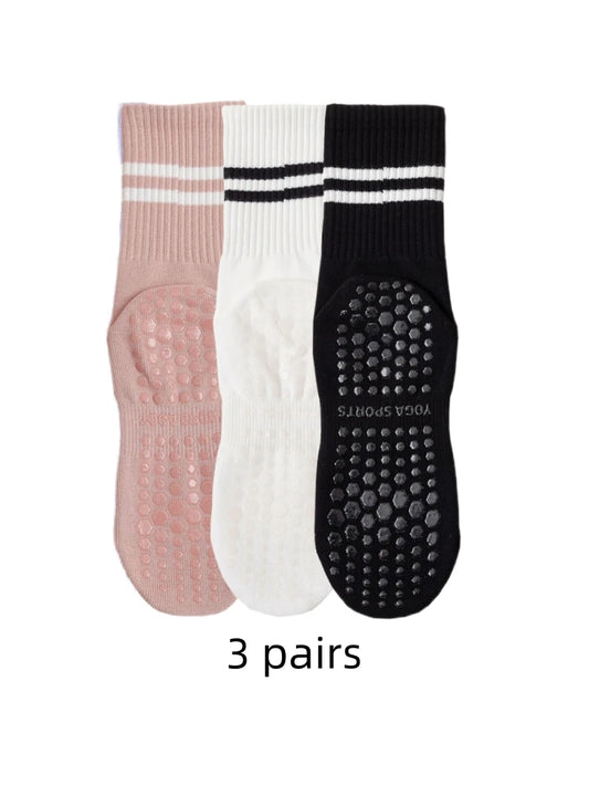 3 paires de chausettes pour pilates blanches