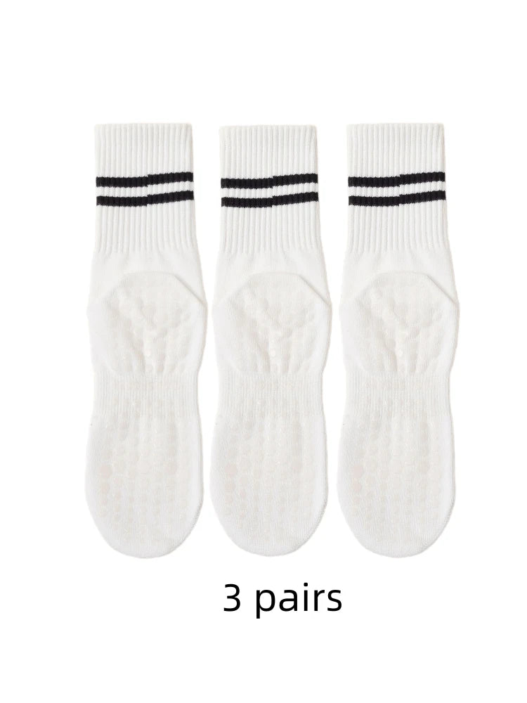 3 paires de chausettes pour pilates blanches