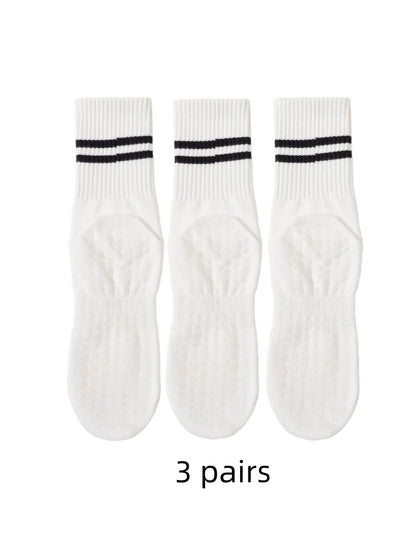 3 paires de chausettes pour pilates blanches