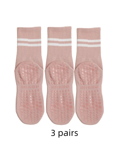 3 paires de chausettes pour pilates blanches