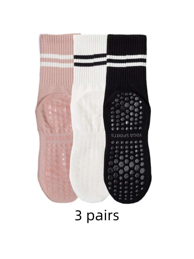 3 paires de chausettes pour pilates blanches